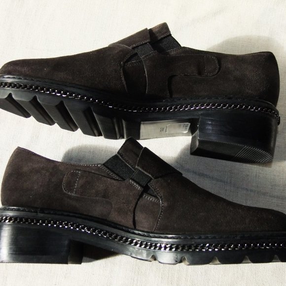 NEW size 7 Stuart Weitzman suede Oxfords dark brownish/charcoal colour - Picture 4 of 6